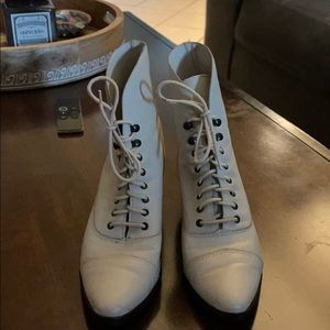 Beige coven boots